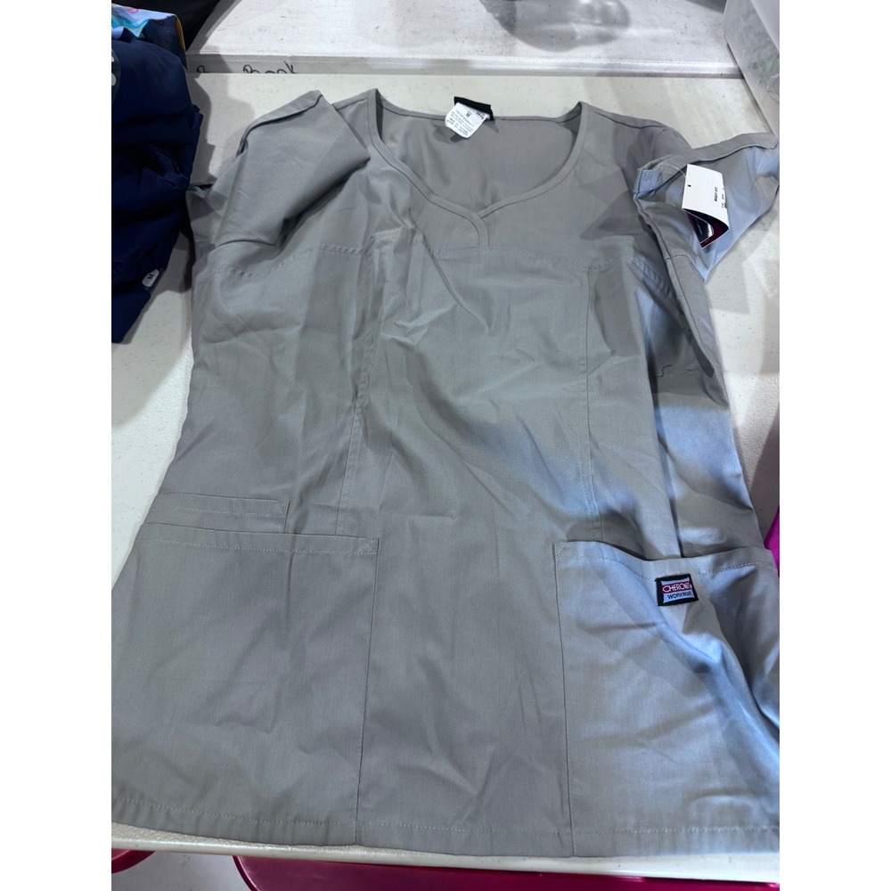 Cherokee Workwear Authentic Originals Grey V-Neck Scrub Top Womens Medium NWT